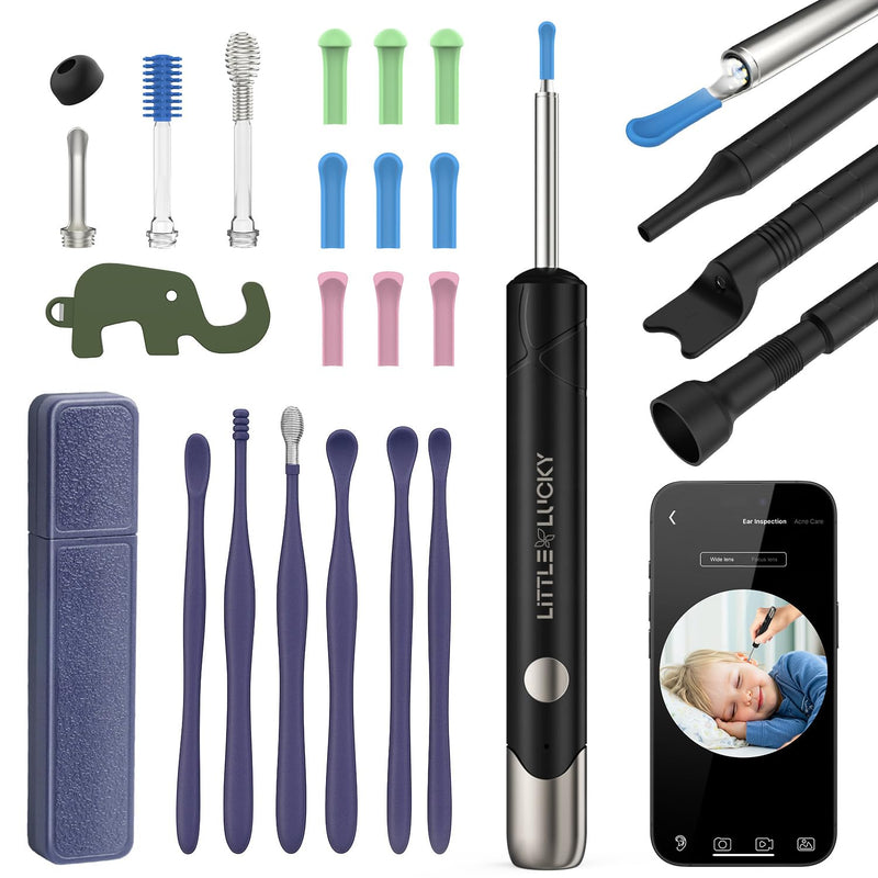 Ear Wax Removal,Littlelucky- 4 in 1 Ear Canal Cleaner 1080P HD Lens with 6 LED Lights for Ear/Nose/Throat/Skin Viewing,Ear Cleaning Kit with 6 Piece Ear Set & 9 Replacement Tips for iOS & Android - BeesActive Australia