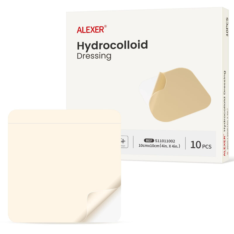 Hydrocolloid Gel Bandages 4"x4" 10 Pack| Healing Tech for Post-Surgery, Burns & Pressure Ulcers | Waterproof Scar Reduction Dressing | Pain-Free Removal - BeesActive Australia