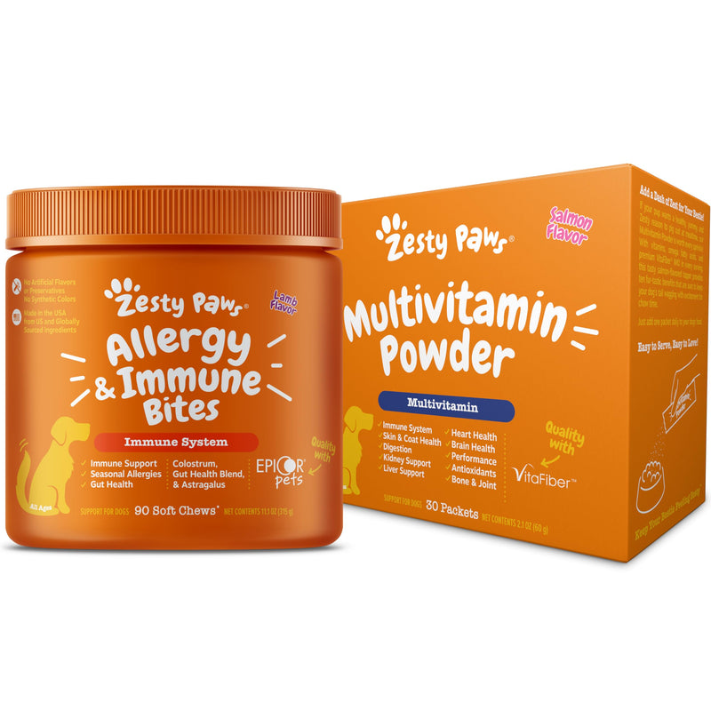 Zesty Paws Allergy & Immune Bites + 10-in-1 Dog Multivitamin Powder