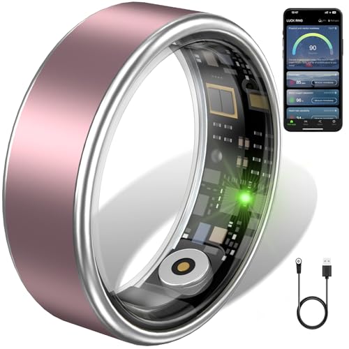 Smart Ring for Women & Men, IP68 Health Fitness Tracker (Pink, 10) Pink