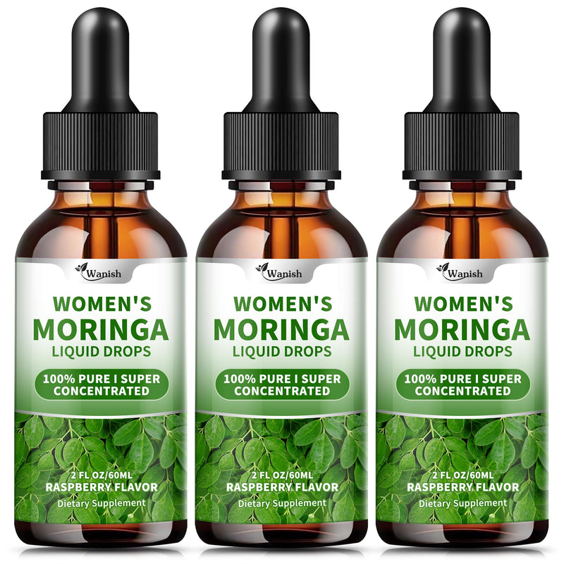 3 Pack（6 Fl Oz） Moringa Liquid Drops 800 mg for Women- with Moringa Oleifera Leaf Extract, Turmeric Root Extract, Olive Leaf, Black Pepper, Vitamin C & E，Antioxidant, Energy and Immunity Support. 2 Fl Oz (Pack of 3)