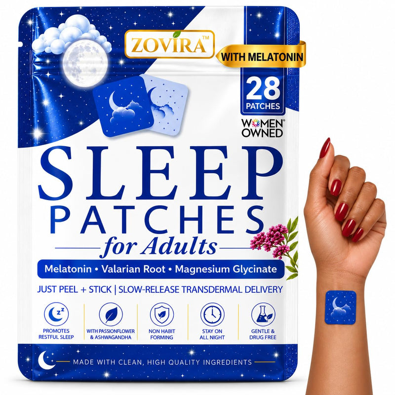 Sleep Patches for Adults — Extra Strength Melatonin & Magnesium Patch — Time-Release Sleep Aid Stickers — Non-Habit Forming, Hypoallergenic — 28 Transdermal Patches for Deep Rest & Relaxation Melatonin Extra Strength 1-Pack (Count 28)