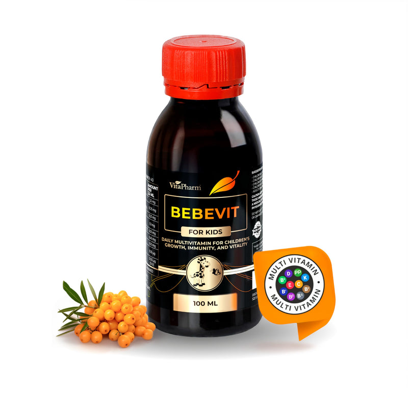 Bebevit Kids Liquid Multivitamin – Sugar-Free for Growth, Immunity & Bones | Vitamins A, C, D3, E, K2 & B-Complex for Kids & Toddlers Ages 1+ – Bone, Immune & Growth Support – Non-GMO – 100ml