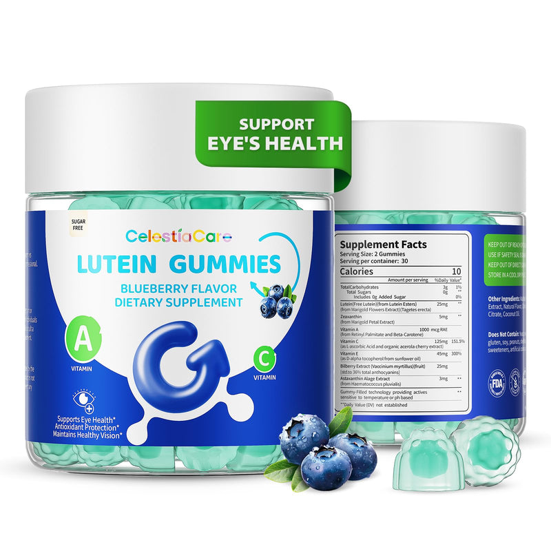 Lutein and zeaxanthin Eye Vitamins Gummies, Bilberry, Astaxanthin, Eye Vitamins for Kids and Adult Vision&Blue Light Support, Overall Eye&Macular Health-60 Count 2