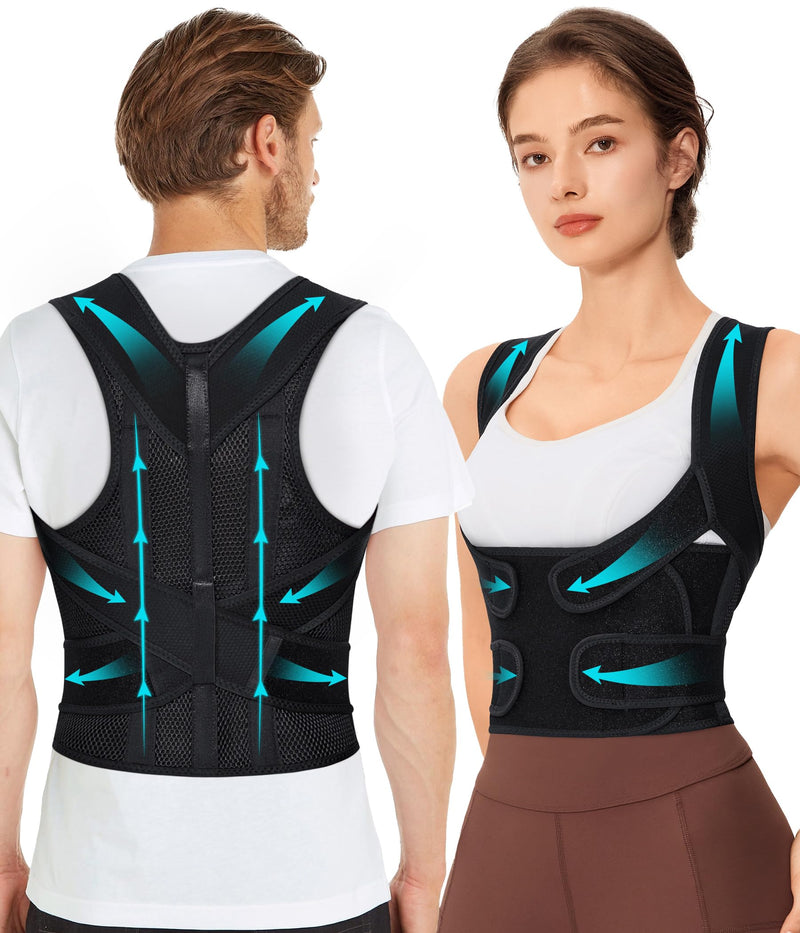 URSEXYLY Back Brace Posture Corrector for Women Breathable Posture Brace Adjustable Full Back Support Brace,Upper and Lower Back Pain Relief(Medium,Black) Medium Black