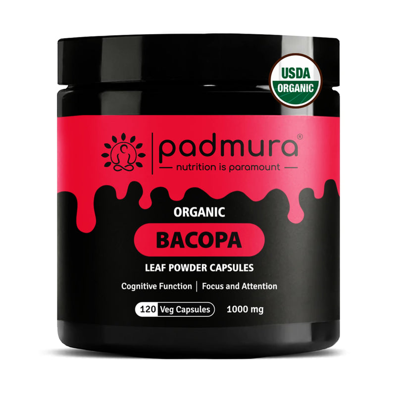 Organic Bacopa Monnieri Leaf Powder Capsules | USDA Organic | Vegan | Gluten Free | 120 Capsules | 1000mg | for Cognitive Function | Focus | Attention - BeesActive Australia