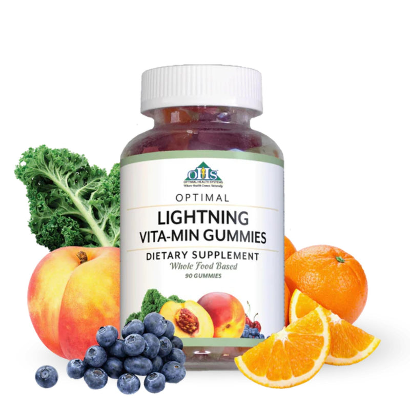Optimal Lightning Vita-Min Gummies with Organic Whole Food Multivitamins | 50+ organic nutrient-dense foods, 24 essential vitamins and minerals, 100% daily value, real-food gummies, no added sugar