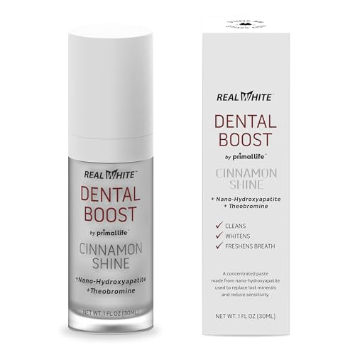 Primal Life Organic Real White Dental Boost – Natural, Organic Teeth Whitener – Peroxide Free – Nano-Hydroxyapatite Paste (Cinnamon)