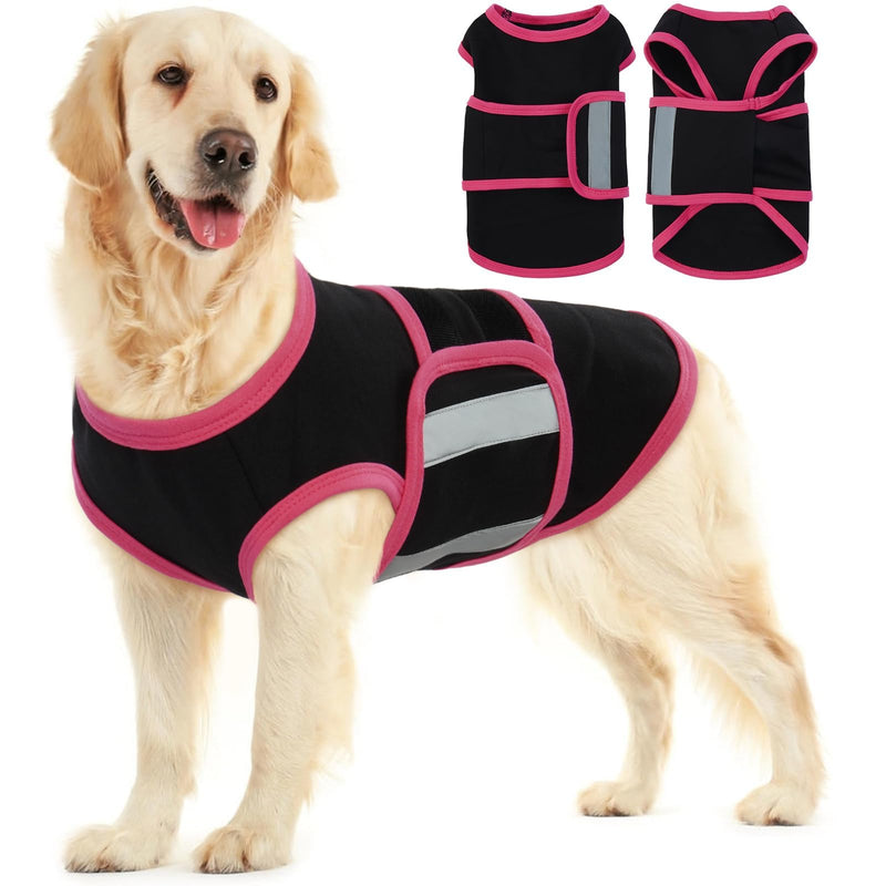 Allroaring Dog Anxiety Vest, Soft Dog Calming Shirt, Reflective Anti-Anxiety Vest Breathable Pet Anxiety Jacket Wrap for Fireworks, Thunderstorms, Separation, Travle, Vet Visits, Black L Large