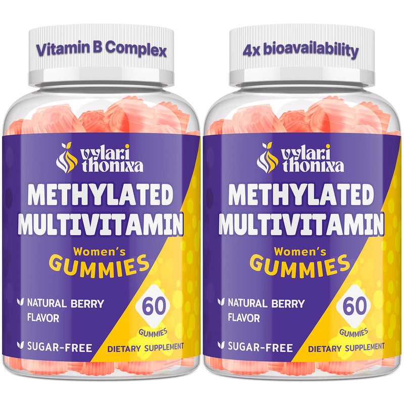 Methylated Multivitamin for Women Gummies, Methylfolate & B12, TMG, Calcium, Probiotic, Daily Vitamin A, C, E, B Complex - Energy, Immune, Bone, Skin, Hair - Vegan, Sugar Free, 120 Count 60 Count (Pack of 2)