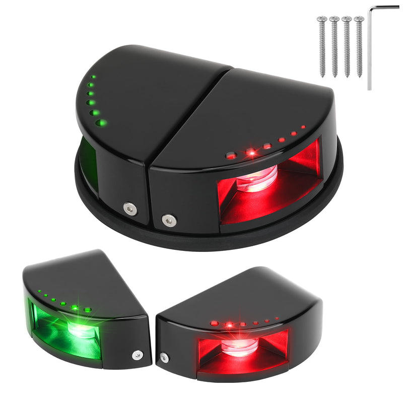 Boat Navigation Lights, Integrated Split 2-in-1 Red and Green LED Bow Lights, IP67 Waterproof Navigation Lights Boat Bow Lights for Pontoon, Yacht and Small Boats(Black)