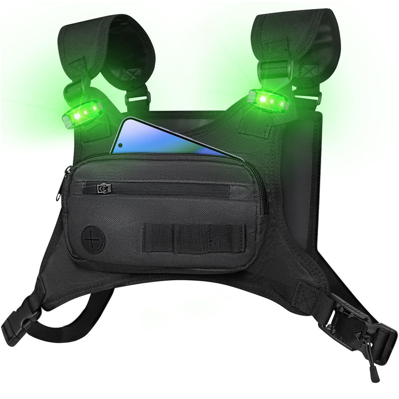2025 Running Chest Pack,Running Phone Holder With Extra Storage,Led Light Chest Vest For Man Runner,Cycling,Motorcycle,Workouts