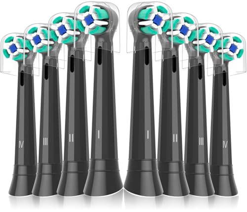 Replacement Heads Compatible with Oral B iO Electric Toothbrush, Soft Toothbrush Heads Fit for Oral-B iO 2/3/4/5/6/7/8/9/10 Series with Covers, Black 8pcs 8 Count (Pack of 1)