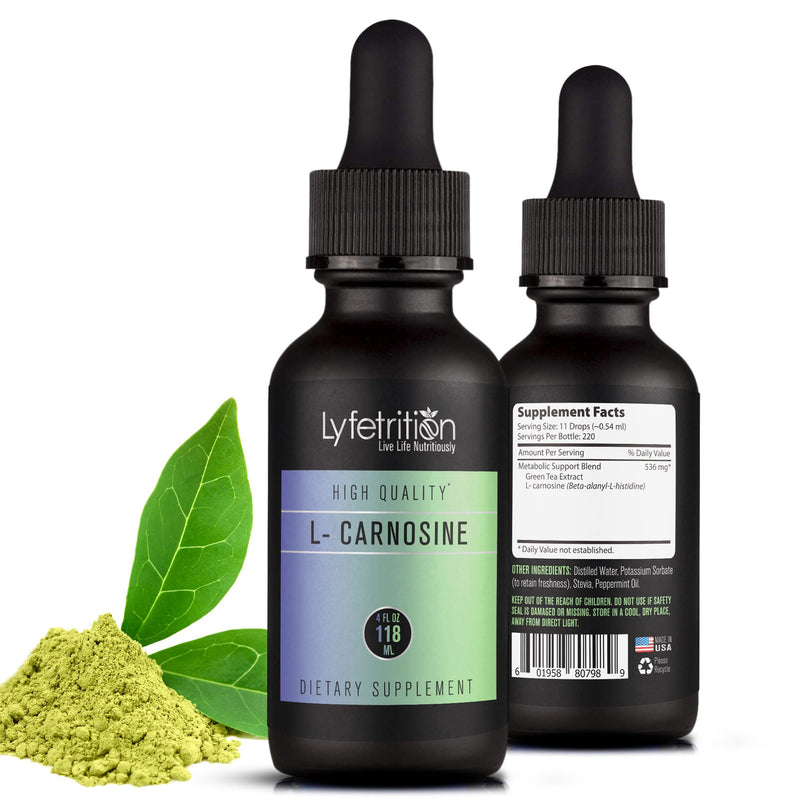 Lyfetrition L-Carnosine Liquid Supplement 118 ml, 4 FL Oz Liquid, 220 Servings, Made in USA, Quick Absorption, Potent Ingredients, Non-GMO
