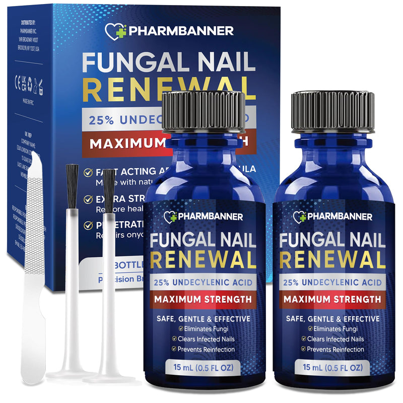 Toenail Fungus Treatment Extra Strength: 25% Undecylenic Acid Toe & Fingernail Fungus Renewal ‚Äì Nail Fungus Treatment Kit with Brush & File ‚Äì For Ingrown Nails & Discoloration 0.5 Fl Oz (Pack of 2) - BeesActive Australia