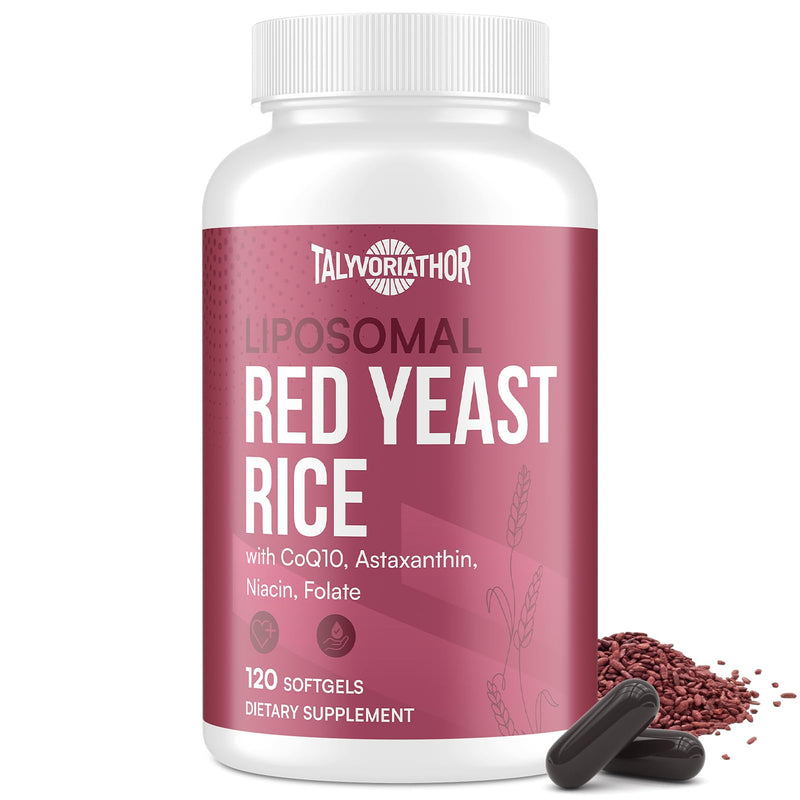 Liposomal Red Yeast Rice 1200mg with CoQ10 & Astaxanthin ‚Äì Extra Strength Cholesterol, Cardiovascular & Metabolic Support ‚Äì High Absorption ‚Äì Citrinin-Free, 120 Softgels 120 Count (Pack of 1) - BeesActive Australia