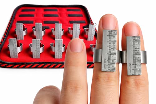 10 Pcs Dental Finger Ruler Measuring Gauge 0–35mm with Storage Case – Stainless Steel Dental Lab Tools for Oral & Orthodontic Use