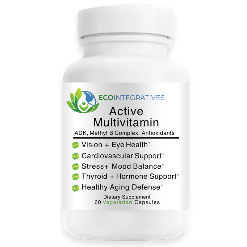 Active Multivitamin ADK Methyl B Complex - 60 Capsules | Quatrefolic Folate, P5P, Methyl B12, Vitamin D3 K1 K2, Energy & Cellular Health, Vision & Eye Health, Non-GMO, Gluten-Free 60 Count (Pack of 1)