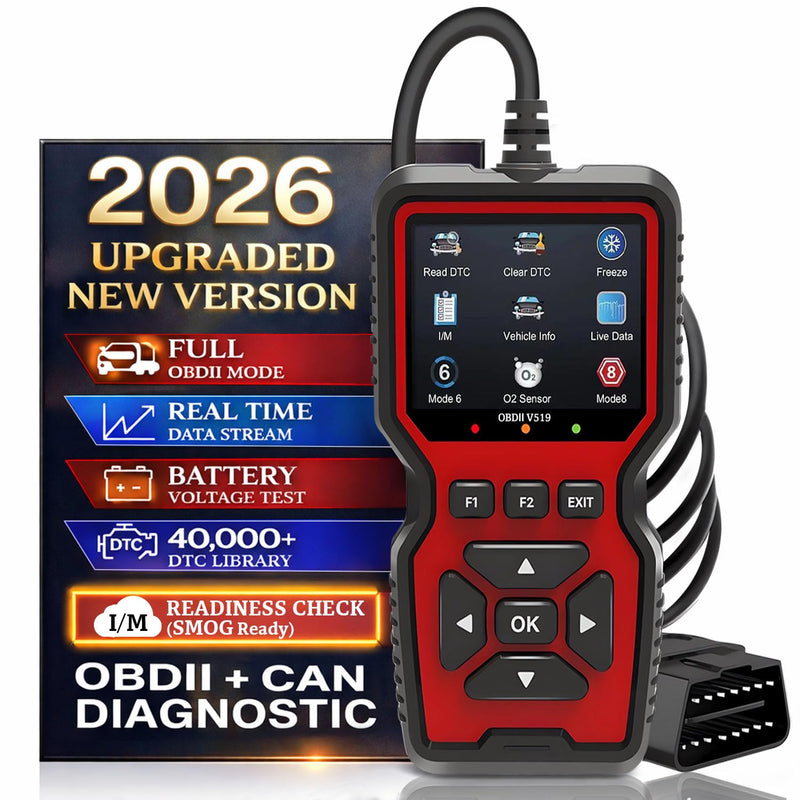 Professional OBD2 V519 Scanner - 2026 Upgraded OBDII + CAN Code Reader, Live Data, Battery Test, 40000+ DTC Library, I/M Readiness, Check Engine Light & Smog Test - All Vehicles After 1996 - BeesActive Australia