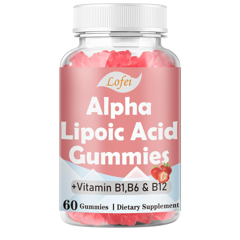Lofei Alpha Lipoic Acid Gummies 600mg with Vitamin B1,B6 & B12,Sugar Free | ALA Supplement for Energy* & Vi*tality,High Absorption,Non-GMO, Vegan, Gluten-Free,Raspberry Flavor,60 Gummies