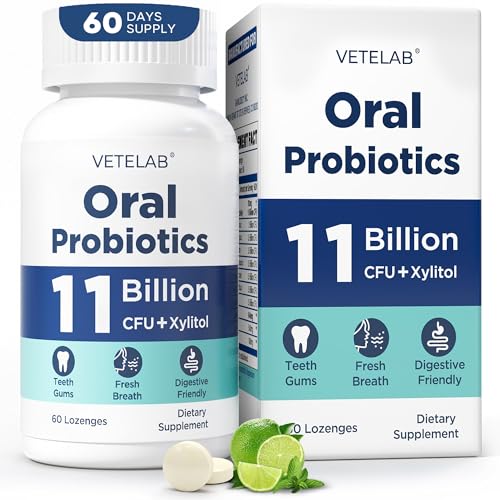 Oral Probiotics for Mouth Bad Breath - 11 Billion CFU Chewable Probiotics for Teeth & Gums, Dry Mouth, Gum Restore, Fresh Breath, Chronic Halitosis & Gut Health, 60 Lozenges