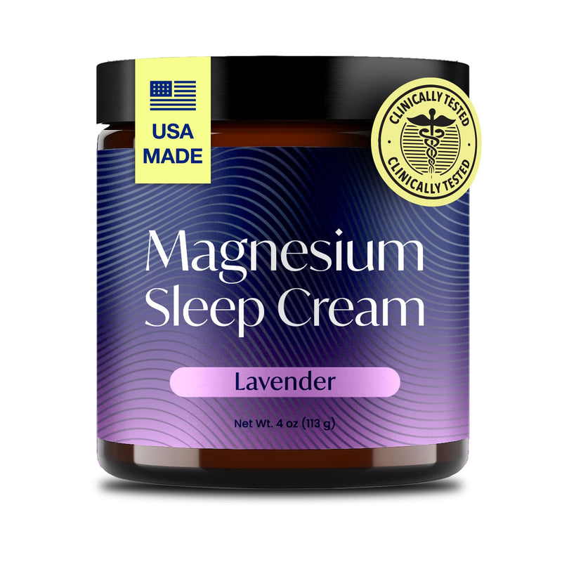 Magnesium Sleep Cream, USA-Made Topical Magnesium Lotion for Sleep, Lavender Lotion for Feet, Nighttime Mag Oil Body Butter, Foot Cream, Relaxing Rub for Muscles, 4oz - BeesActive Australia