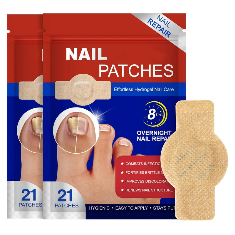 Fungal Nail Patches Extra Strength : 21pcs Overnight Treatment for Damaged & Discolored Nails, Gentle Strengthening Solution, Skin-Safe & Travel-Friendly,Easy to Apply (Large 42) 1.71 Ounce (Pack of 42)