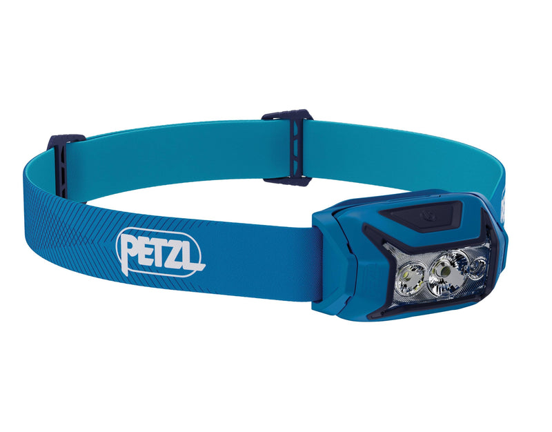PETZL ACTIK Headlamp - Powerful 450 Lumen Light with Red Lighting, for Hiking, Climbing, Running, and Camping - Blue - BeesActive Australia