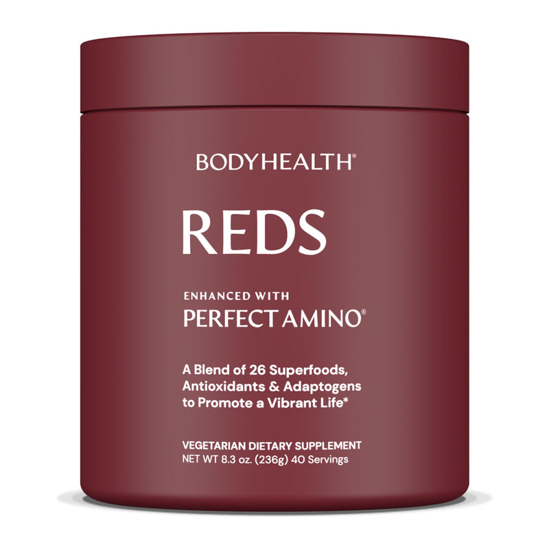 BodyHealth Reds Enhanced with PerfectAmino - Daily Superfood Smoothie Powder with Antioxidants, Adaptogens, Phytonutrients, Fruit, Prebiotics, Probiotics, Fiber, and Protein - 40 Servings 8.3 Ounce (Pack of 1)