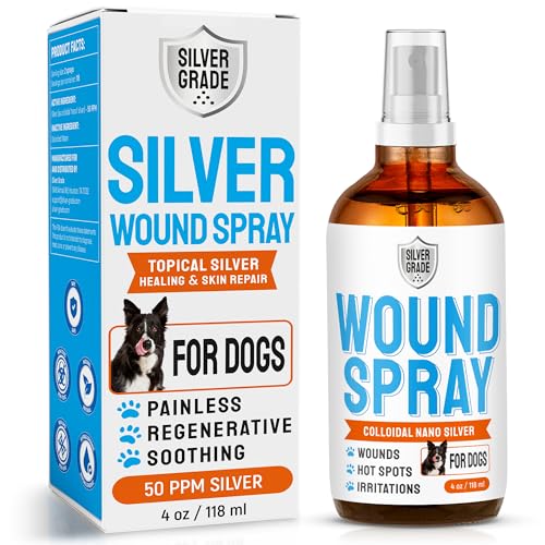 SILVER GRADE Dog Wound Spray Helps with Hot Spots, Irritations, Bites, Burns, Rashes, Itch, Scratching – Better Use with a Dog Cone to Stop Licking – Safe for Large and Small Breeds – 4 oz Wound spray - 4 Fl Oz