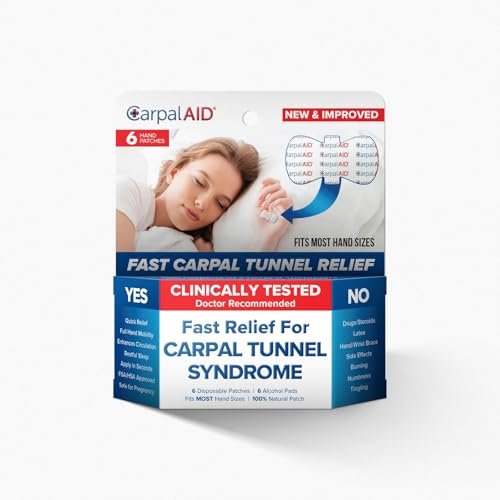 CarpalAid Version 2 Carpal Tunnel Pain Relief Patches - Professional Grade Adhesive Pain Patch Support, Alternative to Carpal Tunnel Tape and Brace for Wrist, Median Nerve Comfort - 6 Count 6 Patches