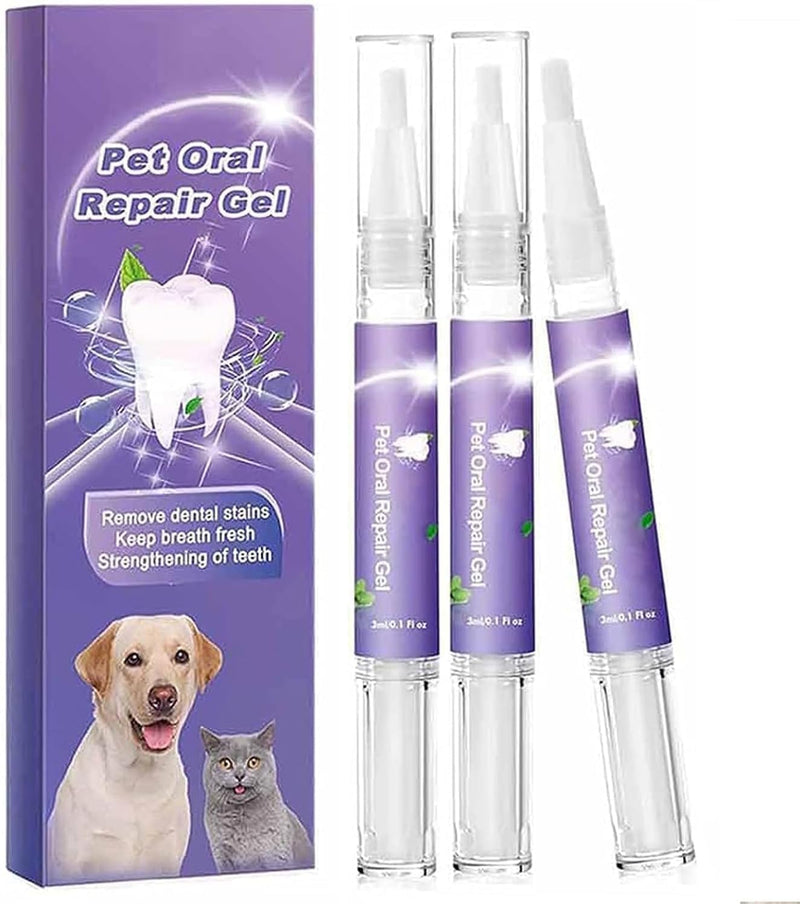 Pet Oral Repair Gel - Pet Oral Restoration Whitening Gel, Cleaner Teeth & Fresher Breath, Without Brushing (3Pcs)