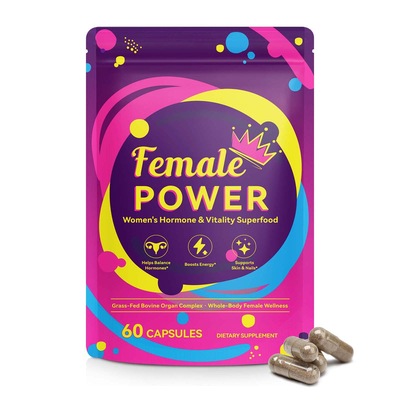 Beef Organ Supplement for Women - Hormone Balance & Stress Relief Supplement, Supports Skin & Nails, 100% Grass-Fed Beef Organ Capsules(Liver, Kidney, Heart, & 3 More), Non-GMO, 60Pc
