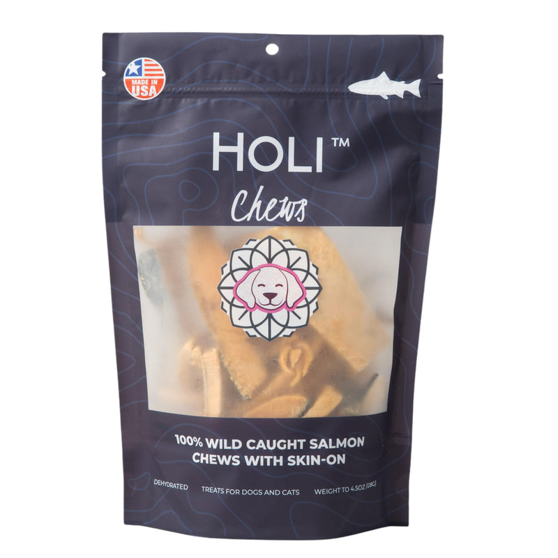 HOLI Wild Caught Salmon Skin Dog Dental Chews, Natural Single Ingredient Oral Hygiene Dog Treats, Reduces Plaque, Tartar Control, Omega 3 & 6 for Healthy Coat