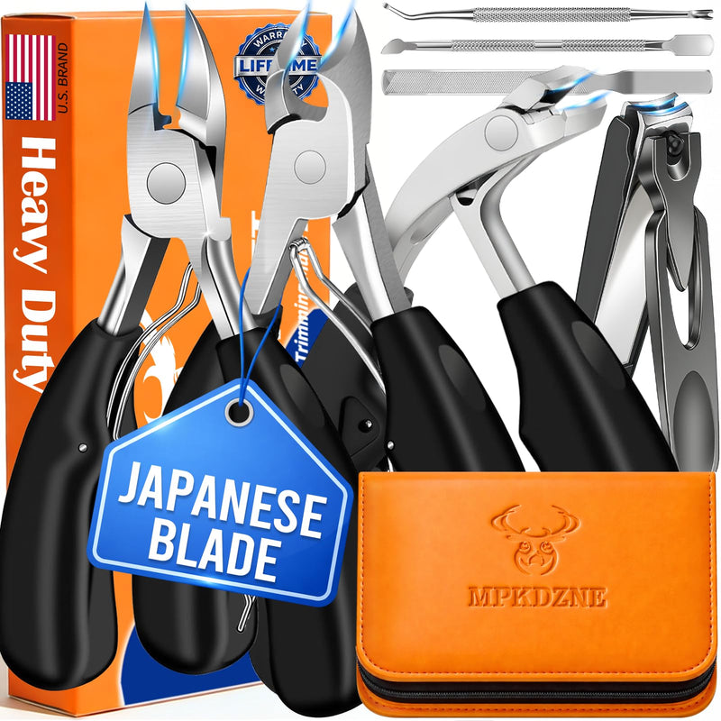 2026 Heavy Duty Toenail Clippers for Thick Nails, 7-in-1 Pedicure Kit with Catcher for Seniors & Men, Professional Wide Jaw Ingrown Toe Nail Clipper Set, Podiatrist Tool