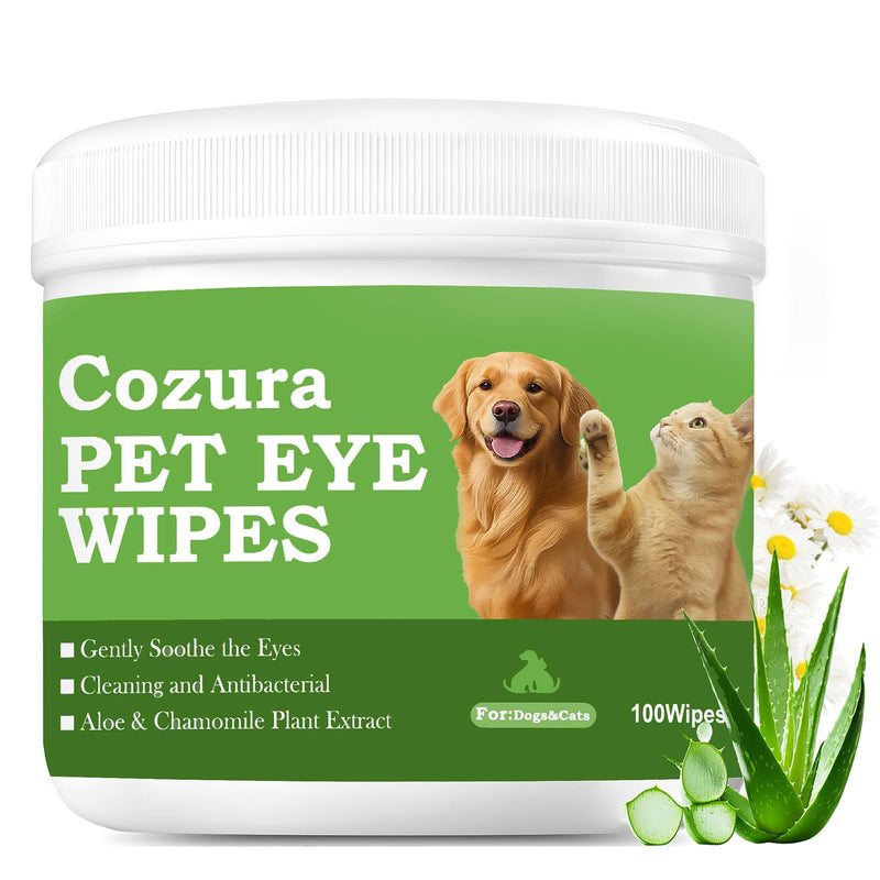 Dog Eye Wipes, Tear Stain Remover for Dogs & Cats - 100ct Hypoallergenic Pet Eye Cleaning Pads for Crust, Gunk & Discharge - Gentle Puppy Grooming Wipes for Sensitive Eyes, Wrinkles & Folds Unscented 100 pcs