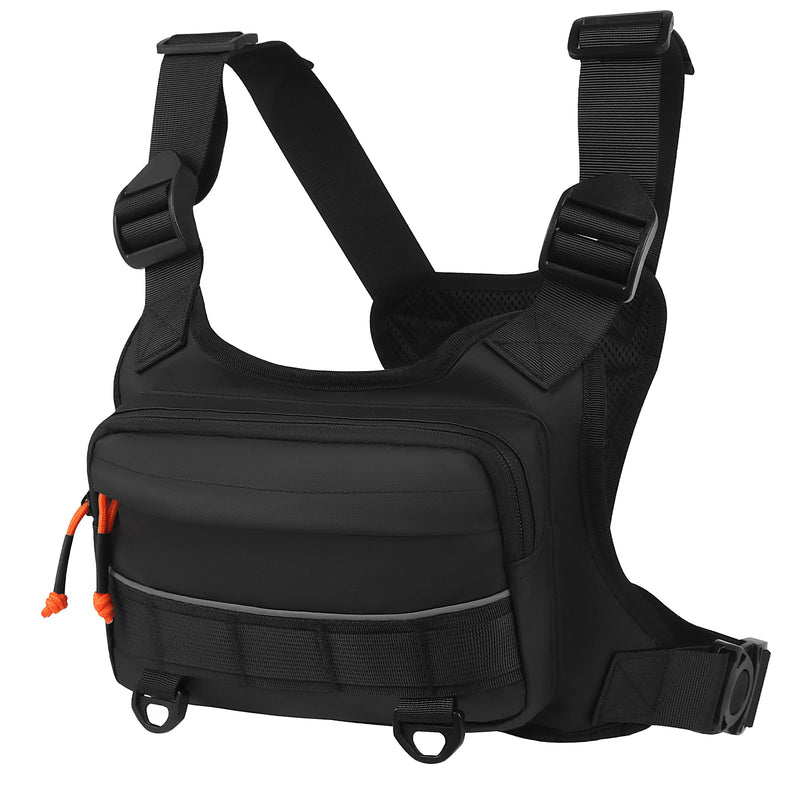 chest bag for men and Women，chest pack Lots of storage, Water Resistant Running Chest Pack（black） Black