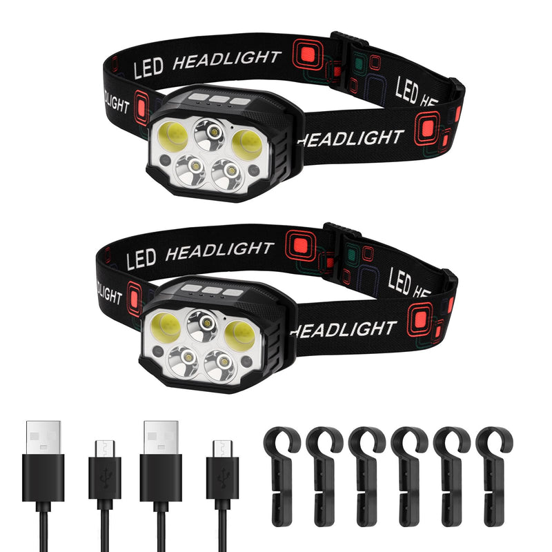 VEVOR Rechargeable Lighting Devices: Flashlights, Spotlights & Headlamps for Outdoor Adventures, Emergencies & Daily Use 2 Pack Headlight - BeesActive Australia