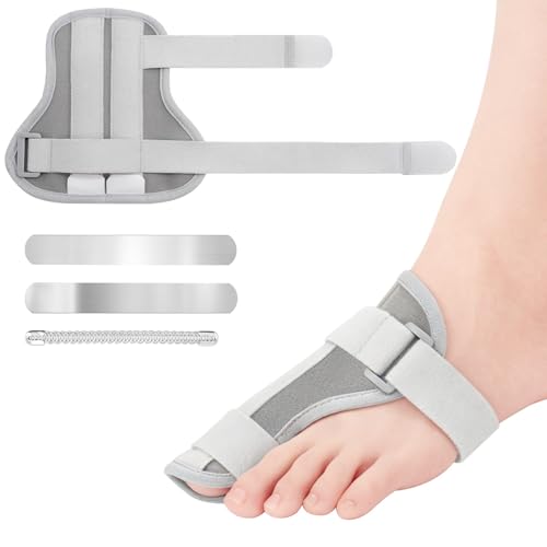 lefeke Bunion Corrector for Women & Men, Big Toe Straightener with Hallux Valgus Pain Relief, Adjustable Orthopedic Bunions Splint for Day/Night Support (Grey-Left) Left