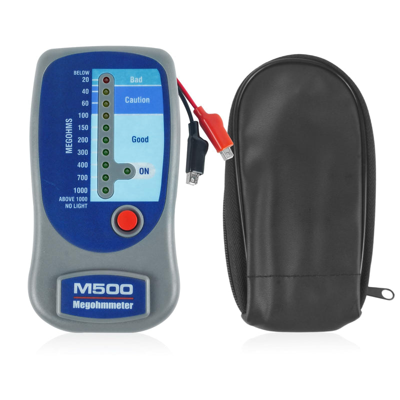 M500 Insulation Tester/Electronic Megohmmeter – 0 to 1000 Megohms, 500V, with Soft Carrying Case