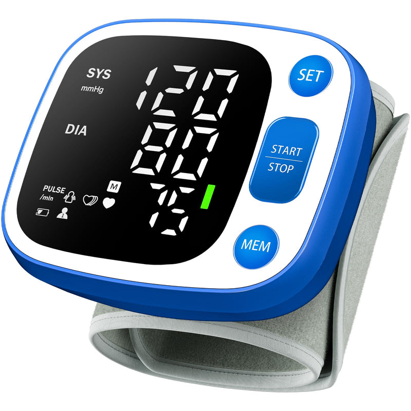Oklar Wrist Blood Pressure Monitor, FDA Cleared Rechargeable BP Machine Blue