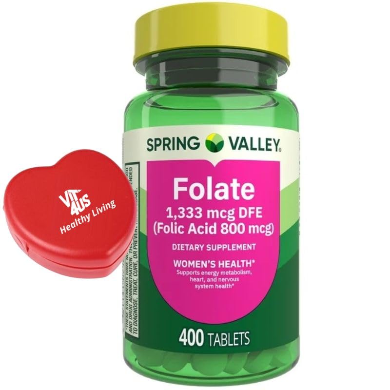 Spring Valley Folate Dietary Supplement, 1,333 mcg DFE, 400 Count vit4 Pill Box.