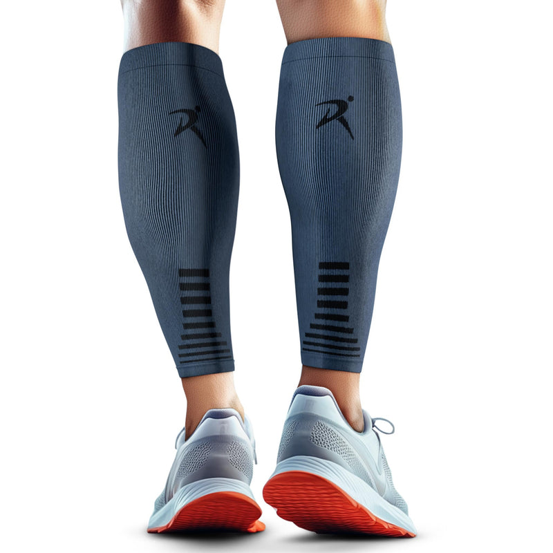 Rymora Calf Compression Sleeves Men Women - Leg Compression Sleeve Footless Socks - Shin Splint Relief Fitness Running Medium Charcoal - BeesActive Australia