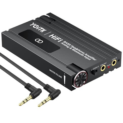 Professional 16-600Ω Bluetooth Headphone Amplifier with Bass Boost,3.5mm Portable HiFi Earphone Amplifiers,Gain Switch Bass Volume Adjust & Aluminum Case,Rechargeble Headphone Amp for Laptop HiFi BASS with Bluetooth