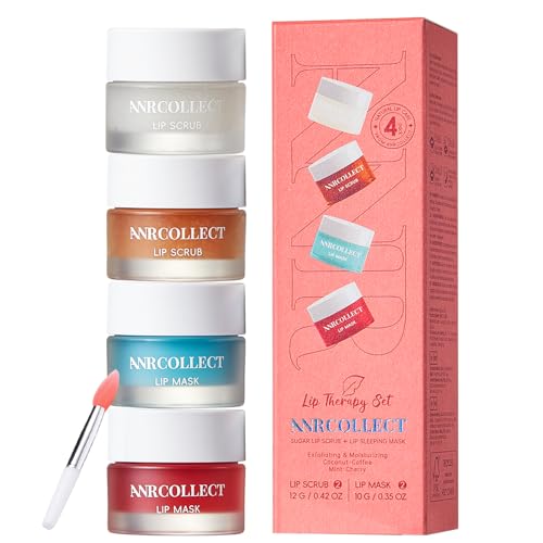 ANRCOLLECT 4-Pack Lip Scrub and Lip Mask Set