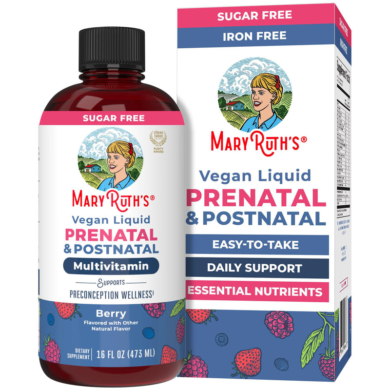 MARYRUTH'S Postnatal & Prenatal Liquid Multivitamin for Women, 16 oz, Vegan | Selenium, Folate, Healthy Fetal Development, Vegan, Non-GMO 16 Fl Oz (Pack of 1)