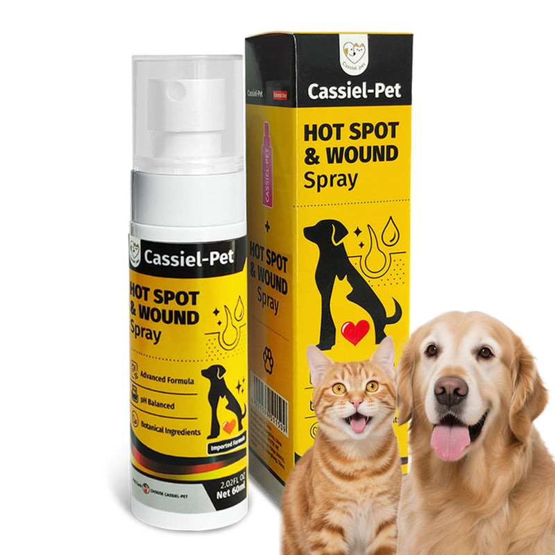 Hot Spot Spray for Dogs and Cats, Itch Relief Spray and Hot Spot Treatment for Irritated Dry Itchy Skin, Allergies, and Dermatitis for Dogs & Cats, 2.02oz 2.02 oz
