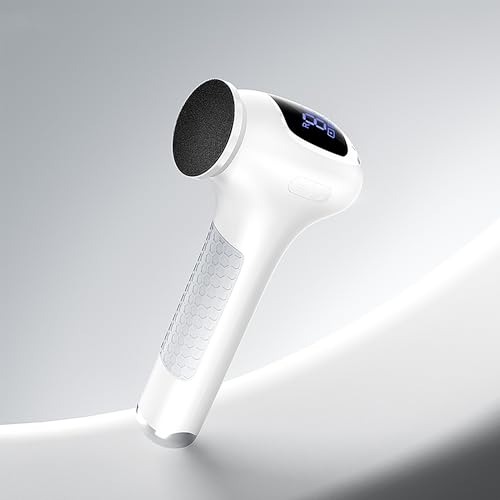 L'UGX Electric Foot Callus Removers –Powerful 8N·cm Torque Professional Pedicure Foot File, 3-Speed Settings, LCD Display, 60pcs Sandpaper Discs, Type-C Rechargeable, Ergonomic Handle-White White - Electric Remover