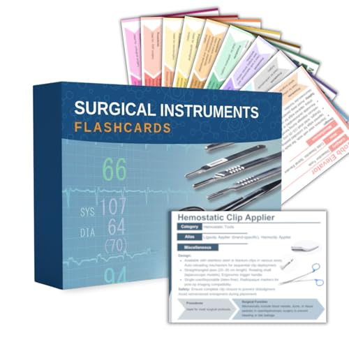 Surgical Instruments Flashcards | Color-Coded Tech Cards for 10 Specialties | Study Guide for Technologists, Sterile Processing Technicians | CST Exam Prep, Surgical tech Gifts and Accessories