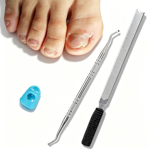 Heavy Duty Metal Toenail File for Thick Nails & Ingrown Lifter - SJYT3 Black Wrapped+silver Lifter
